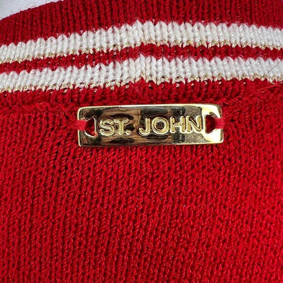 St. John Sport by Marie Gray Santana Knit Cardigan Red w/ Gold Crest Buttons - Picture 8 of 10